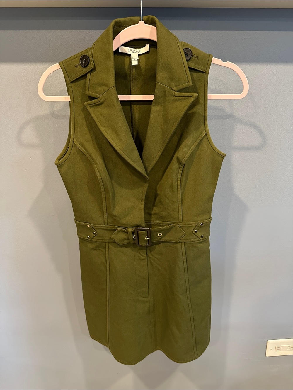 Derek Lam Army Green Belted Trench Dress Size 4 - Picture 3 of 11